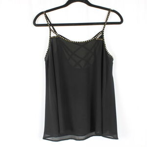 FOREVER 21 Black Gold-bead Trim Lined Cami Tank